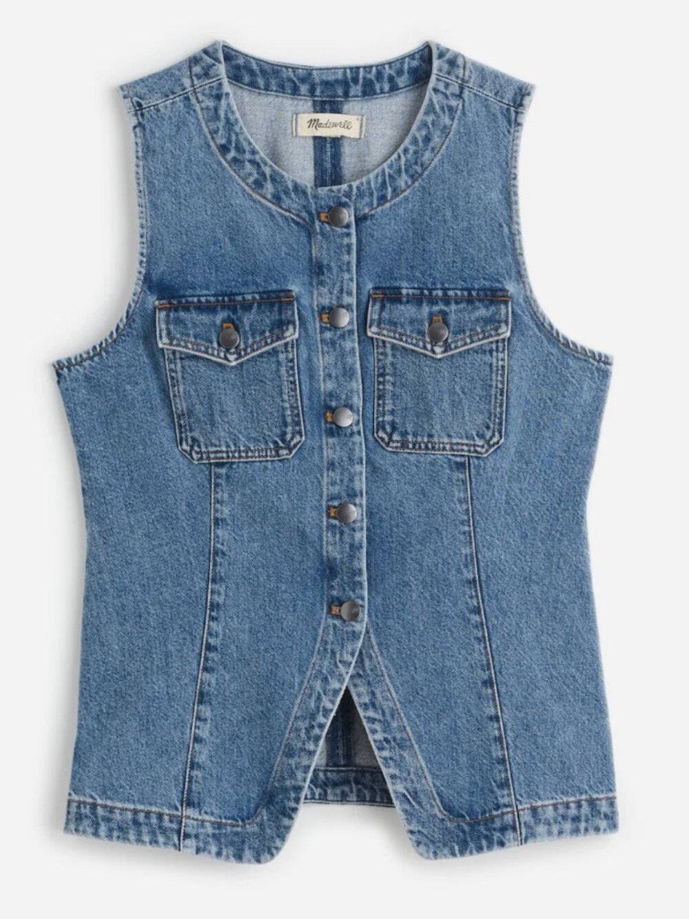 Madewell Denim High Crewneck Vest size 8